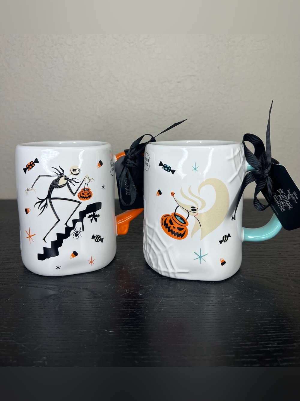 NEW Rae Dunn x The Nightmare Before Christmas Jack & Zero Halloween Mug Set of 2
